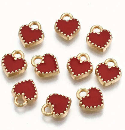 Red / White Mini heart charm